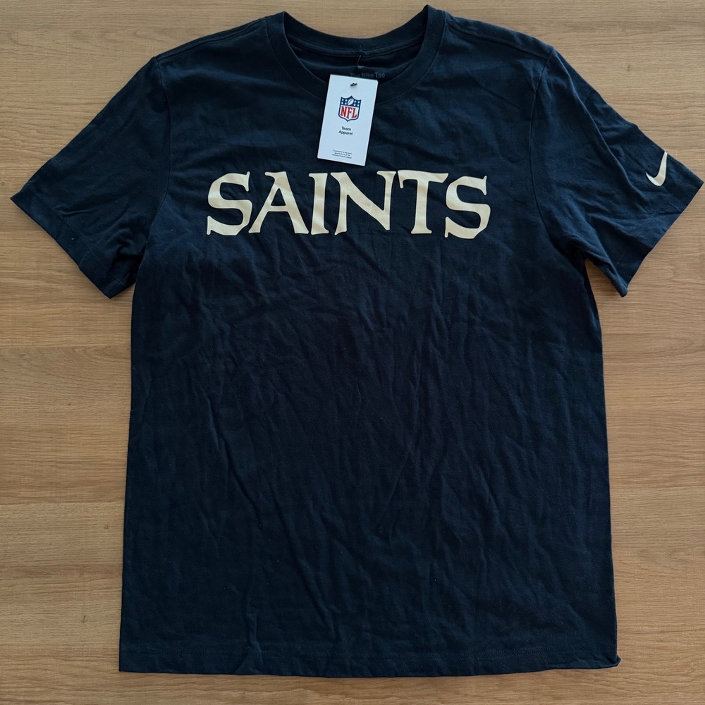 Nike NFL New Orleans Saints Mens Black Cotton Graphic T-Shirt Medium Football